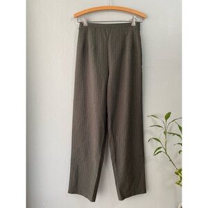Sag Harbor | 90s Style Straight Leg Olive Green Striped Slacks